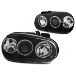 Phares ANGEL EYES CCFL noirs pour VW GOLF 4 09.97-09.03