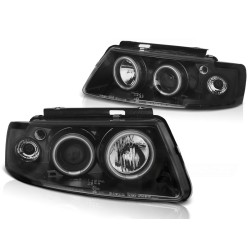 PHARES ANGEL EYES CCFL NOIRS compatibles VW PASSAT B5 3B 96-08.00