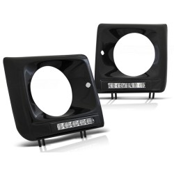 Cadre de phares LED DRL noir compatible avec MERCEDES W461, W463 01-12