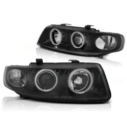 Phares Angel Eyes CCFL noirs pour SEAT Leon / Toledo 04.99-08.04