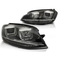 Phares U-LED DRL Noir pour VW Golf 7 11.12-17