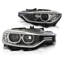 Phares ANGEL EYES LED noirs compatibles BMW F30/F31 10.11 - 05.15