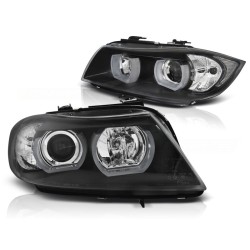 PHARES XENON U-LED LUMIÈRE 3D NOIR pour BMW E90/E91 03.05-08.08