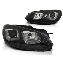 Phares U-LED DRL Noir Black Line pour VW Golf 6 08-12