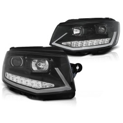 Phares TUBE LIGHT DRL noir chrome pour VW T6 15-19
