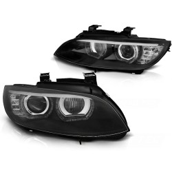 Phares Xénon Angel Eyes LED Noir AFS pour BMW E92/E93 06-10