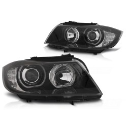 Phares Angel Eyes LED Indicateur Noir pour BMW E90/E91 03.05-11