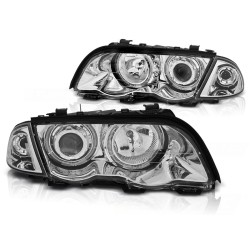 Phares Angel Eyes LED Chrome pour BMW E46 05.98-08.01 S/T