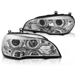 Phares Xénon Angel Eyes LED DRL Chrome pour BMW X5 E70 07-10