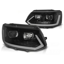 Phares TUBE LIGHT noirs séquentiels pour VW T5 2010-2015