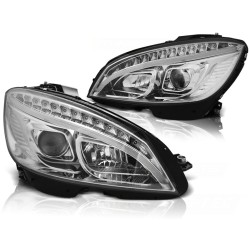 Phares tube light chrome séquentiel pour Mercedes W204 07-10