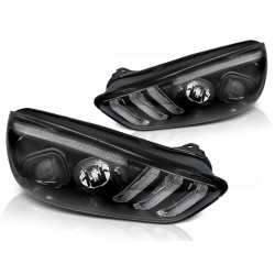 Phares FORD FOCUS MK3 15-18 DRL LED Indicateur Séquentiel Noir