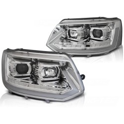 Phares TUBE LIGHT chromés séquentiels pour VW T5 2010-2015