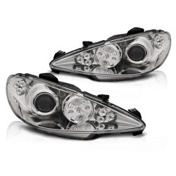 Phares PEUGEOT 206 02-ANGEL EYES CHROME LED