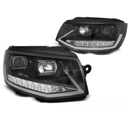 Phares TUBE LIGHT DRL noir chrome séquentiel pour VW T6 15-19