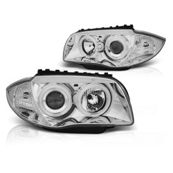 Phares Angel Eyes CCFL Chrome pour BMW Série 1 E87/E81/82/88 04-11