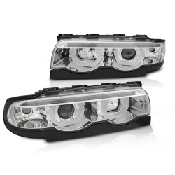 Phares Angel Eyes LED 3D Chrome pour BMW E38 94-01