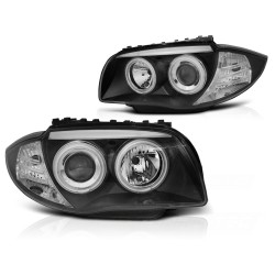 Phares ANGEL EYES CCFL noirs compatibles BMW Série 1 E87/E81/82/88 04-11