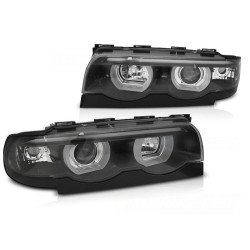 Phares Angel Eyes LED 3D Noir pour BMW E38 94-01