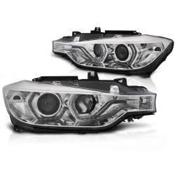 Phares Xénon Angel Eyes LED DRL Chrome pour BMW F30/F31 10.11 - 05.15