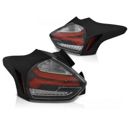 Feux arrière FORD FOCUS 3 15-18 HATCHBACK NOIR ROUGE LED SÉQUENTIEL