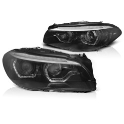 Phares Xénon Angel Eyes LED DRL Noir Séquentiel pour BMW F10/F11 10-13