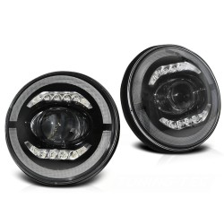 Phares CHRYSLER JEEP WRANGLER TJ/ LJ/ JK 96-18 ANGEL EYE LED NOIR