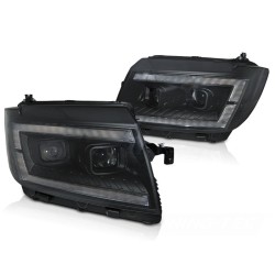 Phares TUBE LIGHT noir DRL séquentiel pour VW Crafter II 2017-