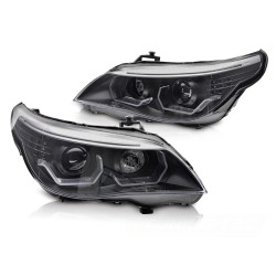 Phares ANGEL EYES LED 3D Noir pour BMW E60 E61 03-07