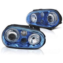 PHARES ANGEL EYES BLEUS pour VW GOLF 4 09.97-09.03