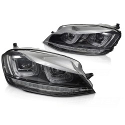 Phares séquentiels noirs avec ligne noire pour VW Golf 7 13-17