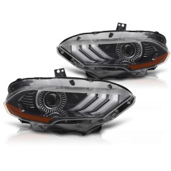 Phares avant LED noirs DRL compatibles Ford Mustang 18-21