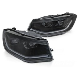 Phares TUBE LIGHT noirs DRL séquentiel pour VW CADDY 20-