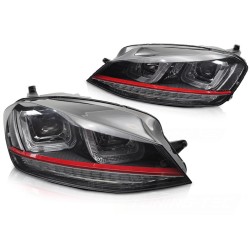Phares séquentiels noirs avec ligne rouge pour VW Golf 7 13-17