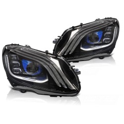Phares avant FULL LED noirs compatibles MERCEDES W205 14-21 avec SEQ