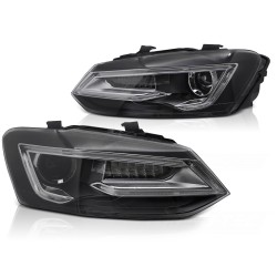 Phares noirs LED séquentiels pour VW Polo V 09-17