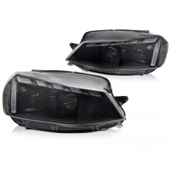 Phares noirs LED DRL séquentiels pour VW Golf 7 17-19