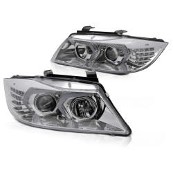 Phares LED chrome pour BMW E90/E91 05-08