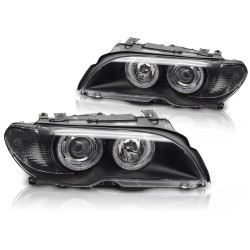 Phares Xénon Angel Eyes Noir pour BMW E46 03-06 Coupé Cabriolet