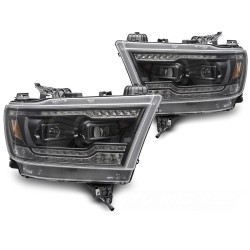 Phares avant à LED complets noirs compatibles DODGE RAM 19-22