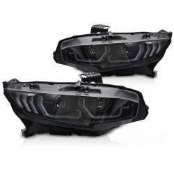 Phares noirs DRL séquentiels pour HONDA CIVIC X 16-21