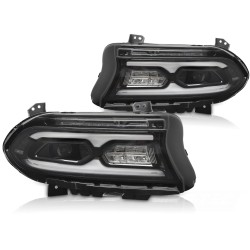 Phares avant FULL LED noirs compatibles DODGE CHARGER 14-23