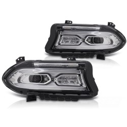 Phares avant à LED complets chromés compatibles DODGE CHARGER 14-23