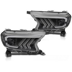 Phares TUBE LIGHT noir pour FORD RANGER V 16-22