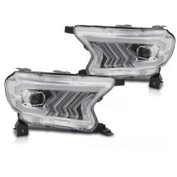 Phares TUBE LIGHT chrome pour FORD RANGER V 16-22
