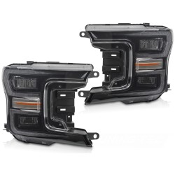 Phares à LED noirs DRL séquentiels pour Ford F150 MK13 17-20