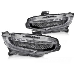 Phares avant FULL LED noirs compatibles HONDA CIVIC X 16-21