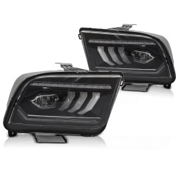 Phares TUBE LED noir pour FORD MUSTANG 04-09