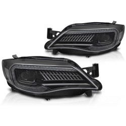 Phares à LED TUBE LIGHT noir pour SUBARU WRX 08-14