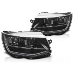 Phares à LED TUBE LIGHT noir DRL séquentiel pour VW T6 15-19